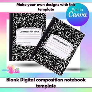 Blank editable composition notebook template . Notebook template