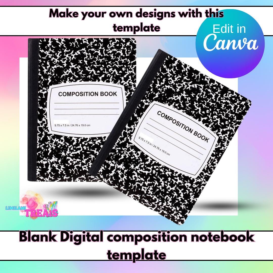 Editable Composition Notebook Template (6.5x9.5 In) (digital Download ...