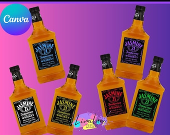 Editable Birthday Whiskey Label Template, Customizable Liquor Label (Digital Download)