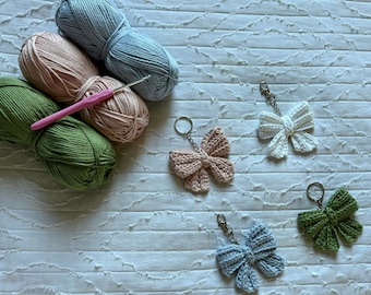 Crochet Bow Keychain/Bag Charm, Coquette Bag Charm, Keyring Bow, Key Accessories, Bag Accessories, Bow