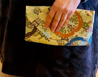 Kimono Silk Bag Organizer / Japanese Vintage Obi Pouch / Clutch Bag / Gift for Her【SB-19】