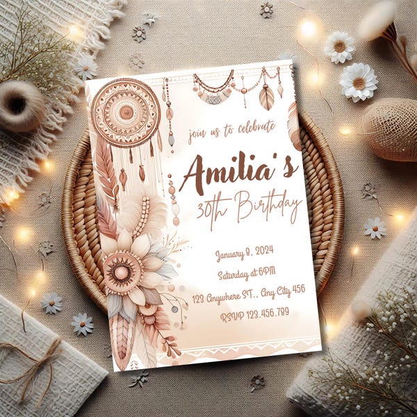 Bohemian Invite - Etsy