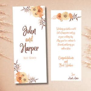 carte de mariage bohème rustique et enveloppe personnalisables | Enveloppe cadeau modifiable en espèces pour mariage bohème | Modèle de papeterie florale vintage