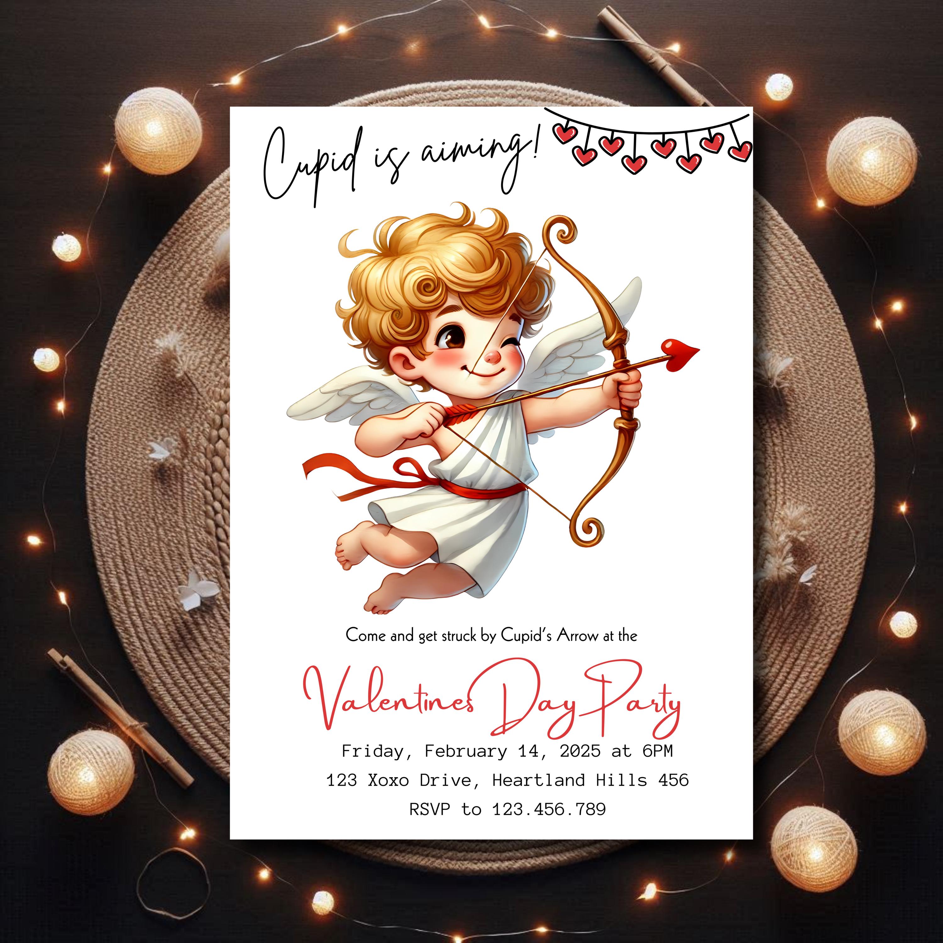 Editable Valentine's Day Party Invitation – Cupid Invitation – Instant ...