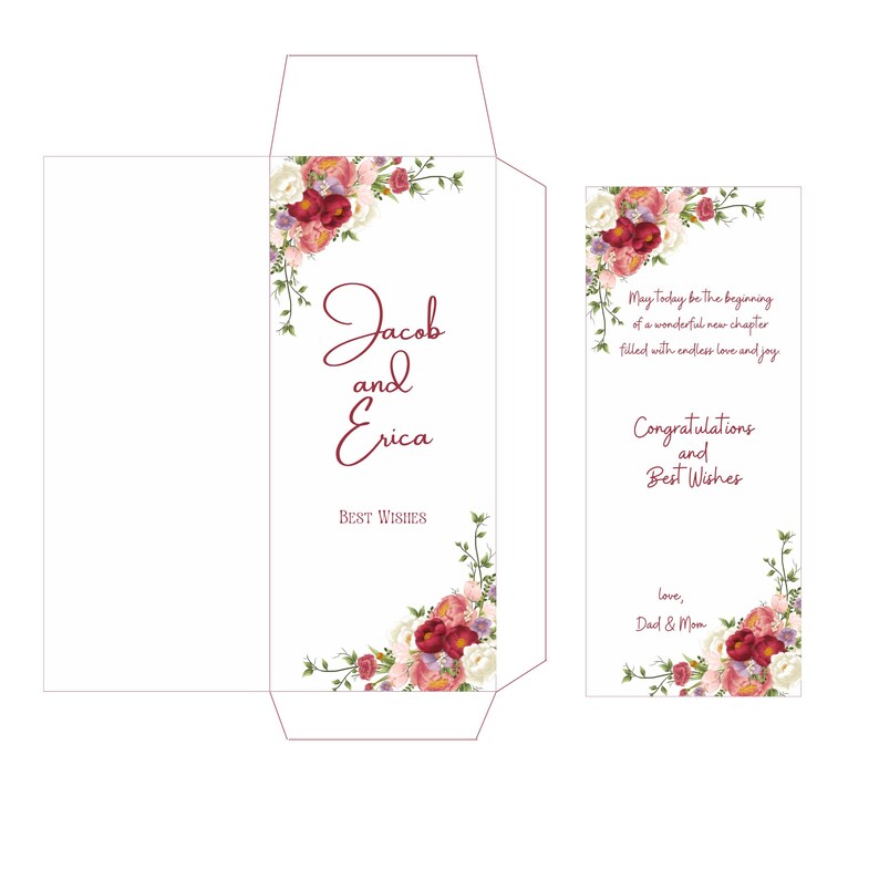 Editable Floral Wedding Card & Money Envelope Template | Customizable ...