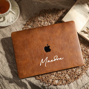Rustic Brown Vegan Leather MacBook Case: 2025 M4 Air/Pro