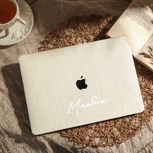 Vegan Leather MacBook Case: Oatmeal Weave Laptop Sleeve