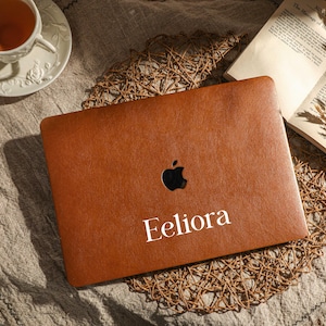 Rustic Brown Vegan Leather MacBook Case: 2025 M4 Air/Pro