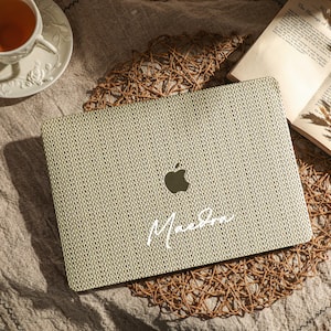 Vegan Leather MacBook Case: Light Brown Weave, Custom Fit