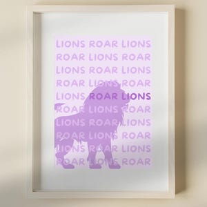 University of North Alabama Digital Art, Wall Art, College Poster, University of North Alabama, Roar Lions, Dorm Poster, Girly, Purple