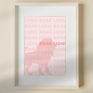 University of North Alabama Digital Art, Wall Art, College Poster, University of North Alabama, Roar Lions, Dorm Poster, Girly, Pink