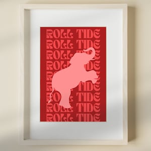 University of Alabama Digital Art, Bama Wall Art, College Poster, University of Alabama, Roll Tide, Tuscaloosa, Bama Art, Dorm Poster, Girly