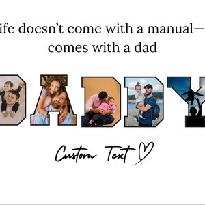 Collage de fotos imprimible para el Día del Padre / Carta "PAPÁ" para regalar a tus hijos / Arte mural personalizado para papá / Plantilla editable de Canva