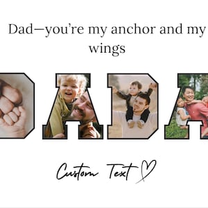 Plantilla de collage de fotos imprimible para el Día del Padre / Regalo con foto y carta "DADA" / Regalo personalizado para papá de niños / Canva editable