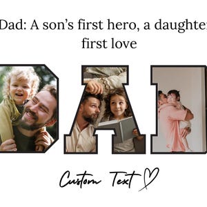 Plantilla de collage de fotos imprimible para el Día del Padre / Carta con foto para regalar a papá / Regalo personalizado para papá de niños / Canva editable