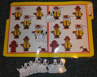 Fireman Friends Counting 1-12 Math File Folder Game Center Teacher Resource Preschool Kindergarten