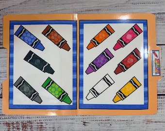 Crayon Color Match Math File Folder Game Center Teacher Resource Preschool Kindergarten Toddler