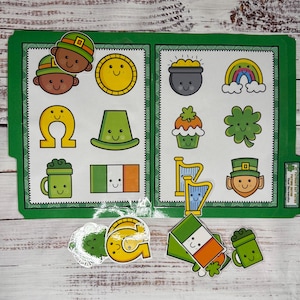 St. Patrick's Day Identical Picture Match File Folder Game Pre-K Visual Discrimination Special Education Task Box Activity
