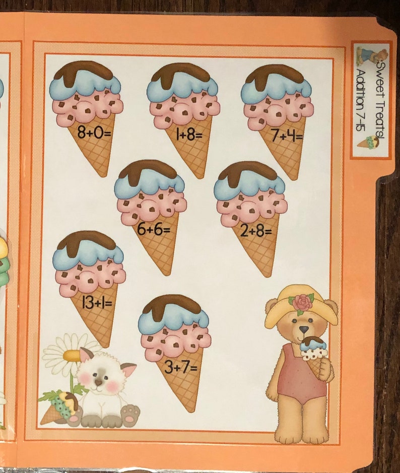 Sweet Treats Addition 7 15 Math File Folder Game Center Etsy Sweet treats addition 7 15 math file folder game center etsy