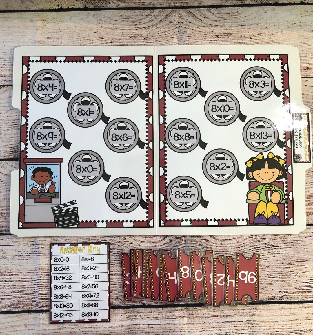 Movie Night Multiplication Math File Folder Game Center Teacher ...