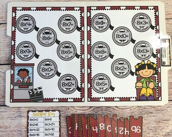 Movie Night Multiplication Math File Folder Game Center Teacher Resource Multiplication 8 Facts 2nd 3rd Grade