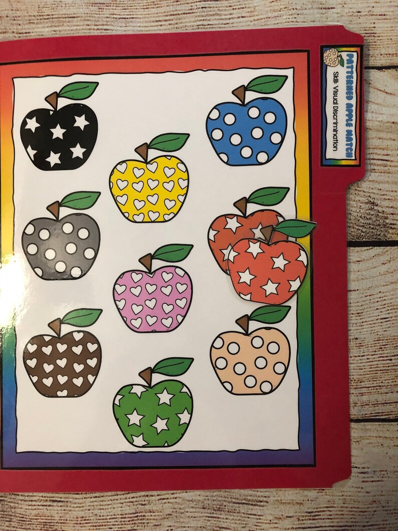 Patterned Apple Pattern Matching File Folder Game Kindergarten | Etsy