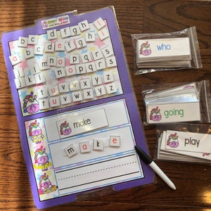 PDF バージョン Dolch 視覚単語練習 構築、読書 ホームスクール 幼稚園 1 年生 学習ゲーム スペリング アクティビティ ユニコーン