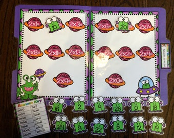 Martian Multiplication Math File Folder Game Center Teacher Resource Multiplication 2 Facts 2nd 3rd Grade