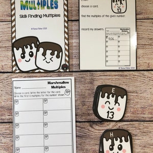 Marshmallow Multiples Math File Folder Game Center Teacher Resource 3rd 4th 5th Grade