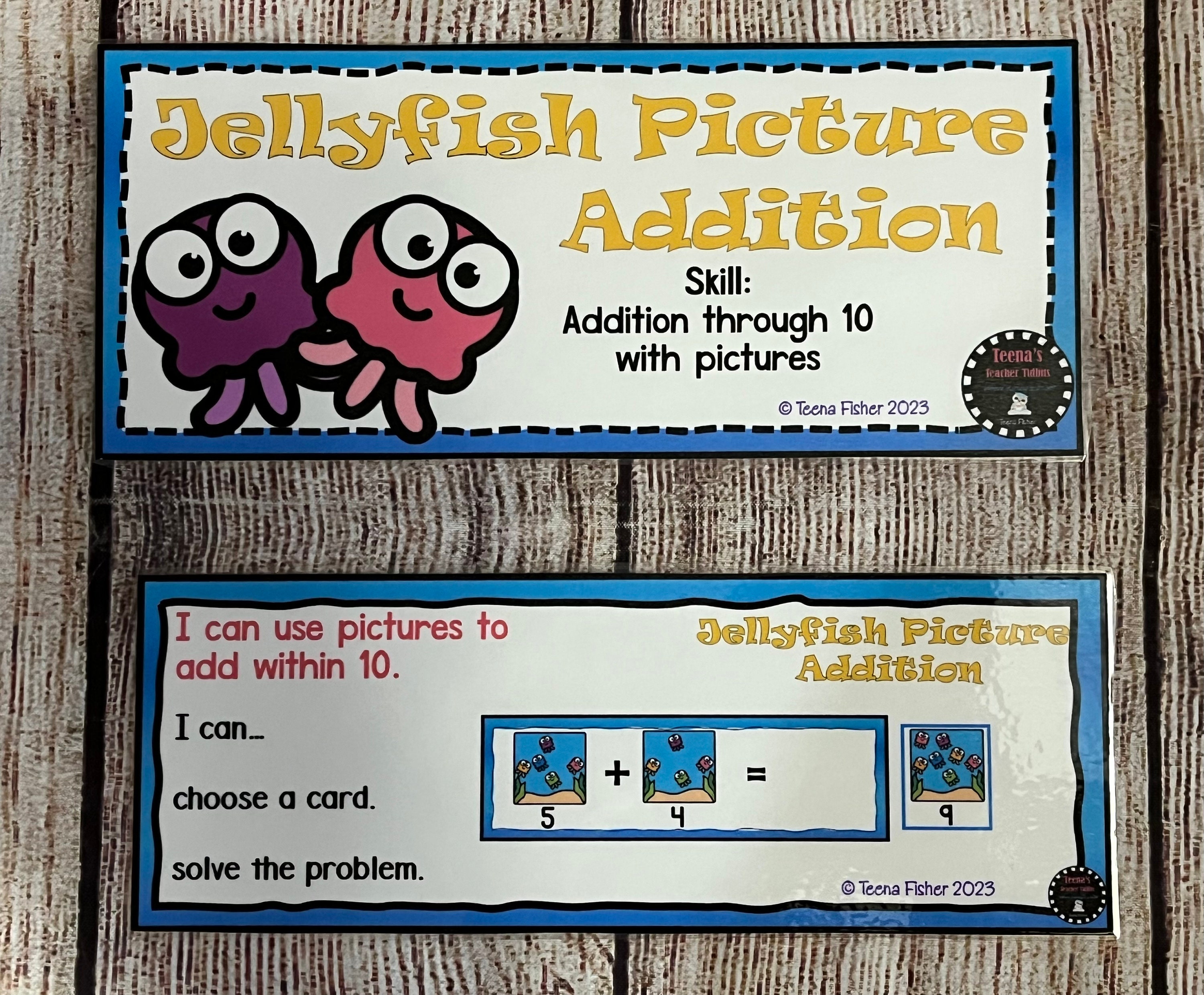 Jellyfish Picture Addition to 10 Kindergarten First Second Grade Math ...