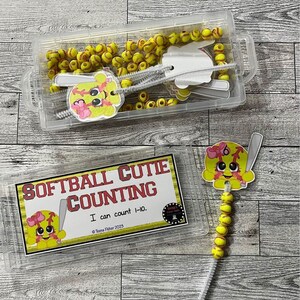 Softball Bead Teacher Made Counting 1-10 Fine Motor Math Center Laminated Classroom Educational Game Common Core Task Box Busy Bag