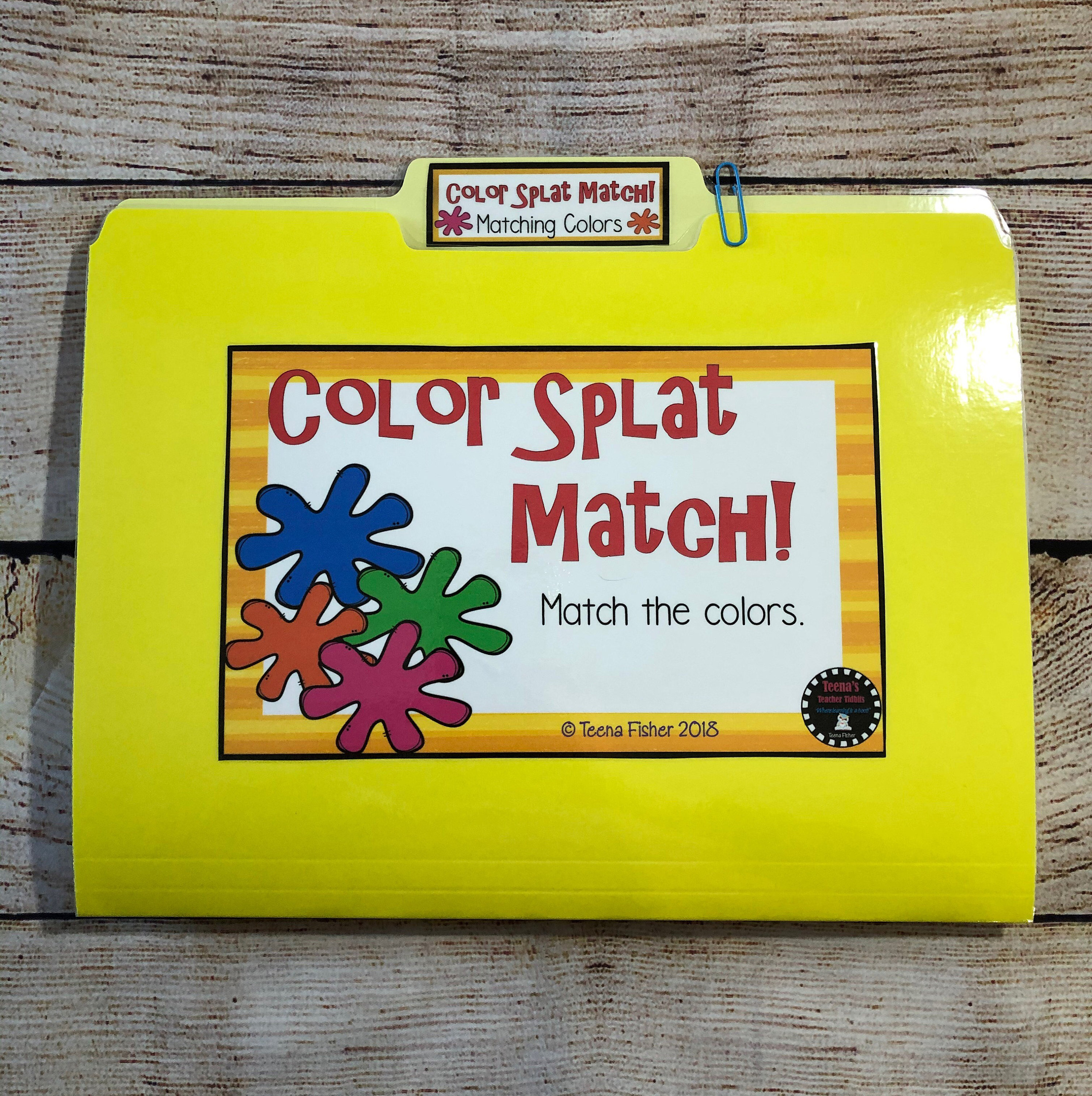 Color Splat Match Math File Folder Game Center Teacher Resource ...