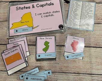 PDF VERSION States & Capitals Matching Fifth, Sixth Grade, Social Studies, Homeschool