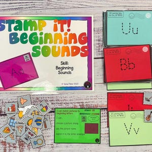 Stamp It! Beginning Sounds Matching File Folder Game Kindergarten Preschool Math Ready to Play Special Education Task Box Busy Bag