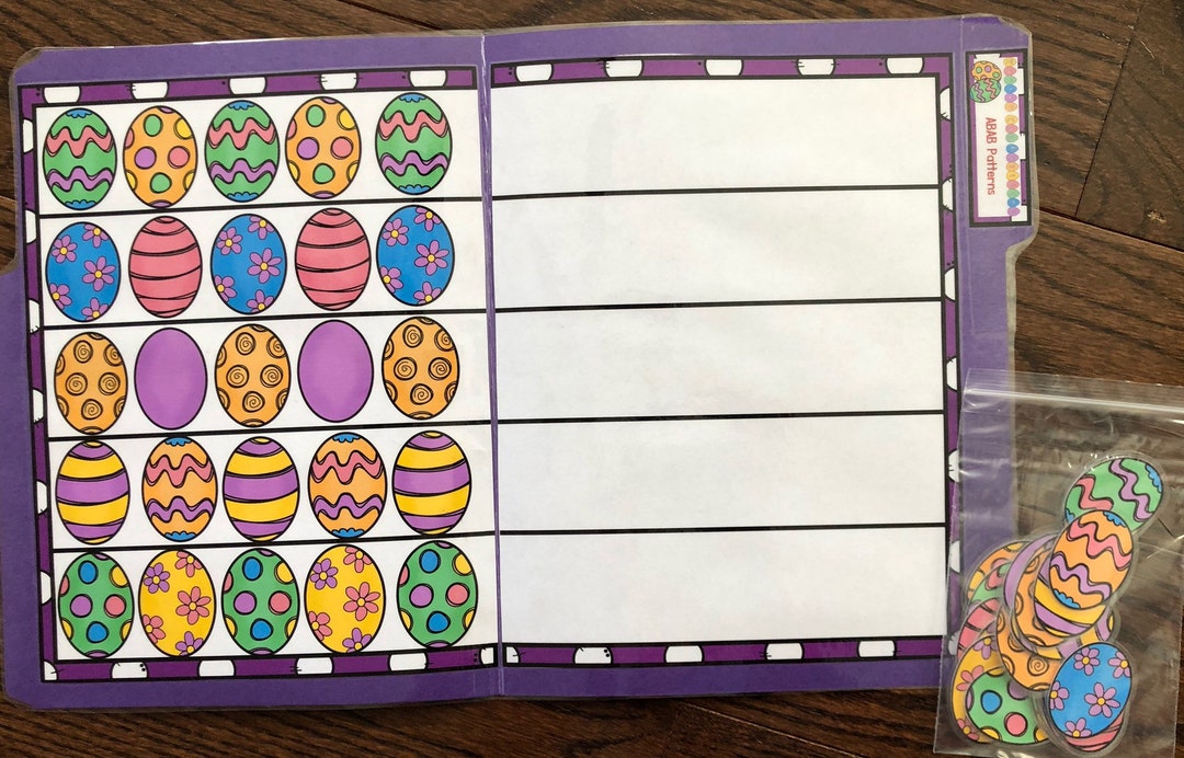 Easter Egg Patterns File Folder Game Kindergarten Preschool Math Easter ...
