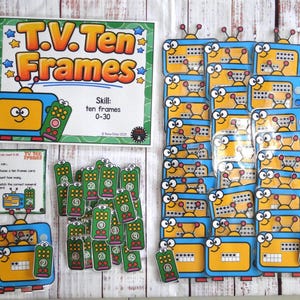 TV Ten Frames Teacher Made Counting Numbers 0-30 Math Center Laminated Classroom Educational Game Preschool Homeschool Matching Game