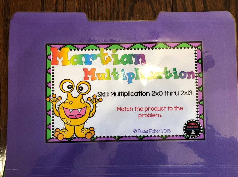 Martian Multiplication Math File Folder Game Center Teacher Resource ...