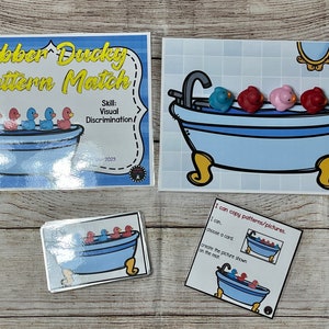 Rubber Ducky  Pattern Match Visual Discrimination Preschool Task Box Activity Busy Bag Quiet Time