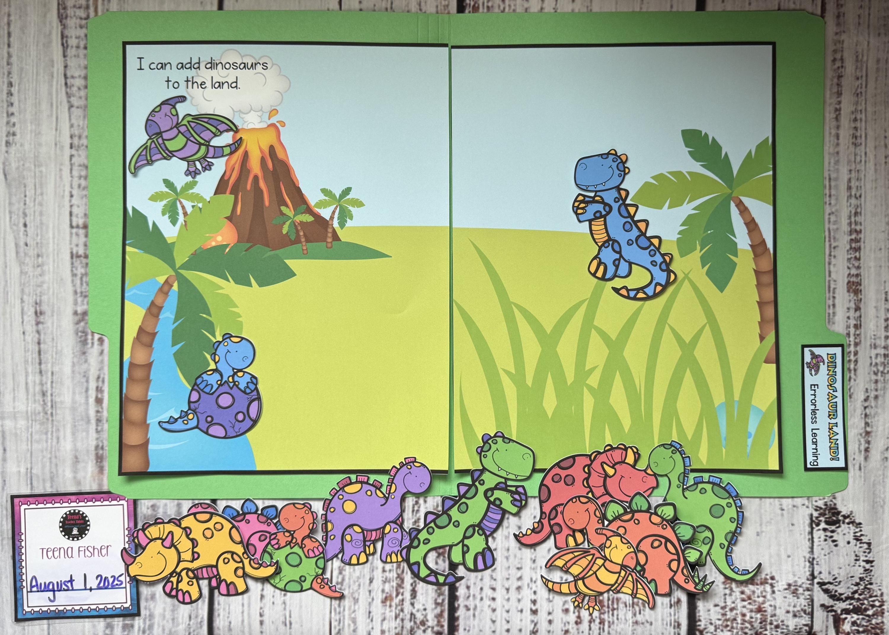 Dinosaur Land! Errorless Learning File Folder Game Pre-k Visual ...