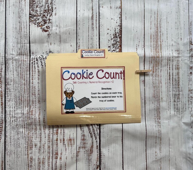 Cookie Counting File Folder Games Numbers 1~12 Kindergarten Preschool ...