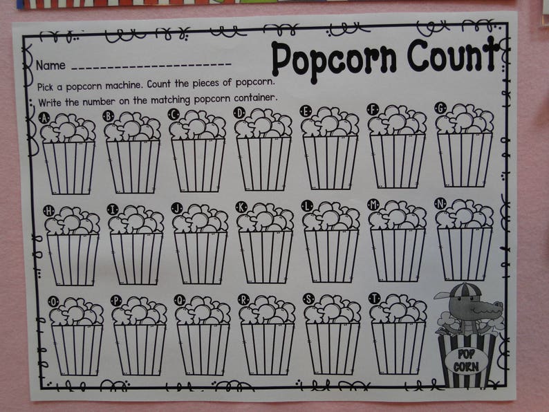 Popcorn Counting 120 Preschool Kindergarten Montessori Etsy