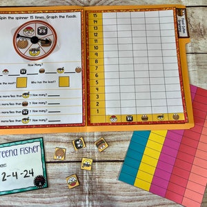 Food Cuties Graphing Math Center Activity Homeschool First Grade File Folder Game