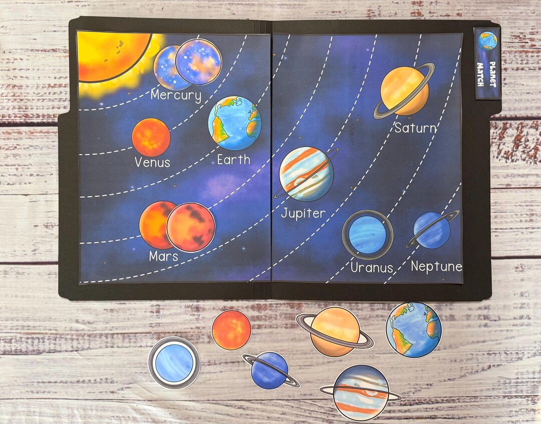 Science File Floder Game Planet Match Science File Folder Game Task Activity Busy Bag Pre-k ...