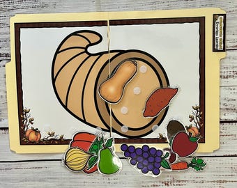 Cornucopia Build! Errorless Learning File Folder Game Pre-K Visual Discrimination Special Education Task Box Activity Thanksgiving Toddler