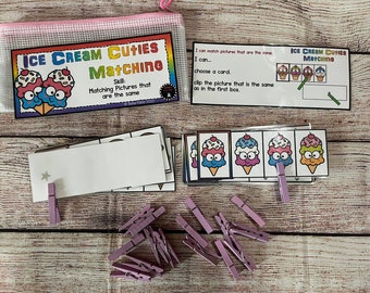 Ice Cream Cuties Matching Visual Discrimination Task Box Busy Bag Educational Game Special Education Same Different Activity Fine Motor