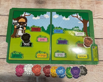 Jesus Good Shephard Sheep Color Match  File Folder Game Center Teacher Resource Preschool Kindergarten Toddler Bible Stories