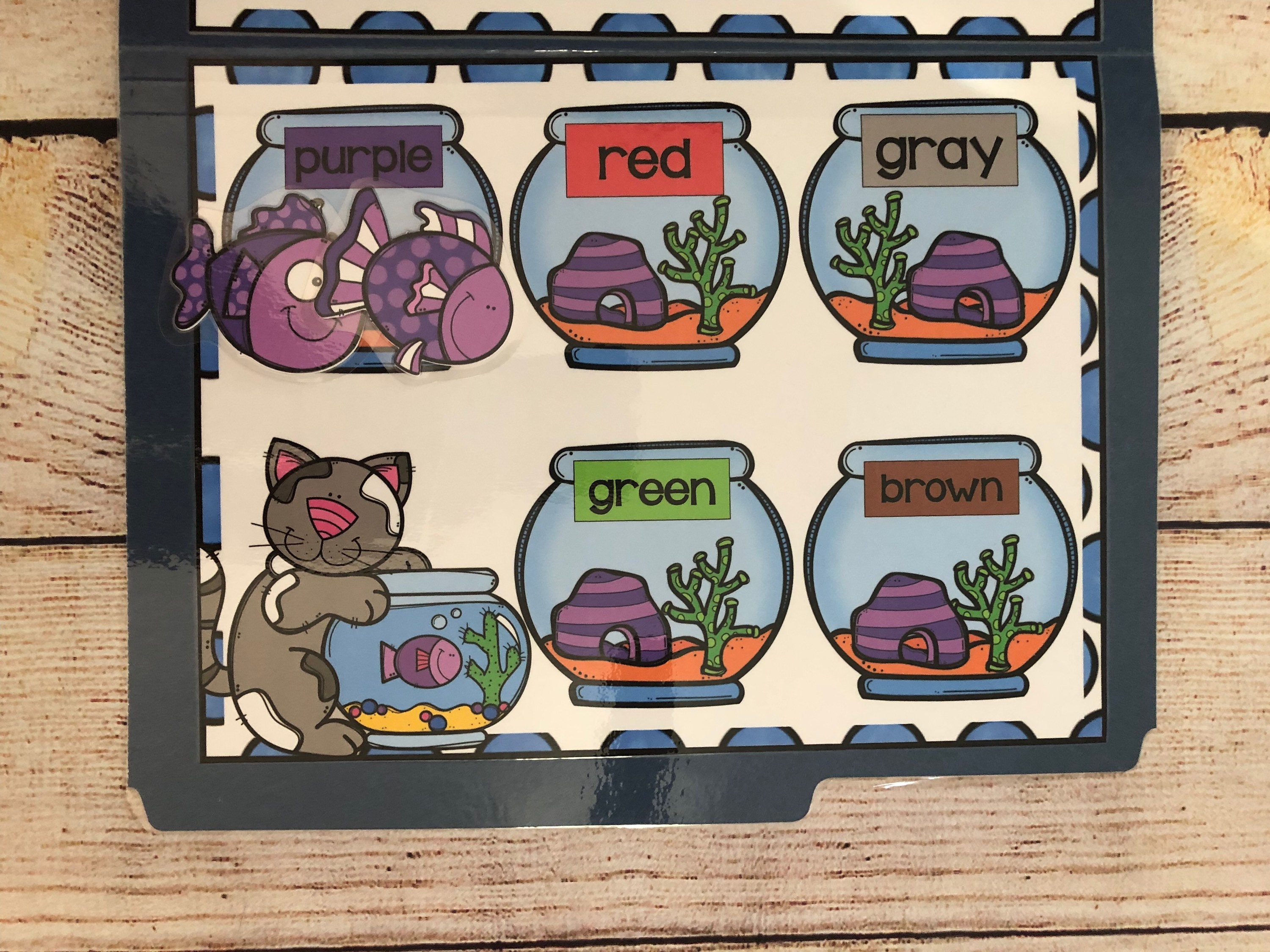 Rainbow Fish Color Sorting Science Math File Folder Game Center Teacher ...