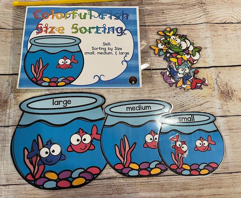 Colorful Fish Sizing Sort Classification File Folder Game Toddler ...