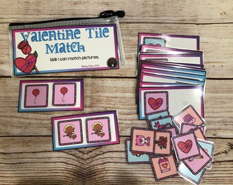 Valentine’s Day identical Picture Matching Visual Discrimination Task Box Busy Bag Laminated Educational Game Preschool Special Education