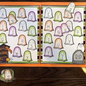 Teacher Made Fall Haunted ABC Matching File Folder Game Literacy Center Language Arts Halloween
